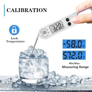 DDigital Meat Thermometers for Air Fryers Cooking, Food Thermometer Instant Read BBQ Cooking Thermometer with Foldable Long Probe and Backlight Screen Magnetic Back for Kitchen