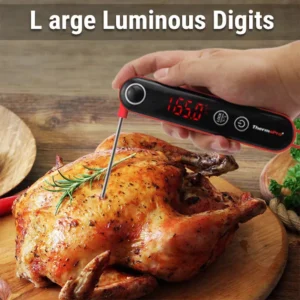 Digital Meat Thermometer, Instant Read Food Thermometer with Long Probe and Fast Accurate Temperature Reading, Kitchen Cooking Thermometer for BBQ Grill Candy Oil Frying