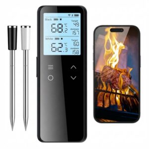 Smart Meat Thermometer for BBQ, Dual Sensor Probes, Real-Time App Monitoring, Long Wireless Range, Fast Response Cooking Thermometer for Grill & Smoker